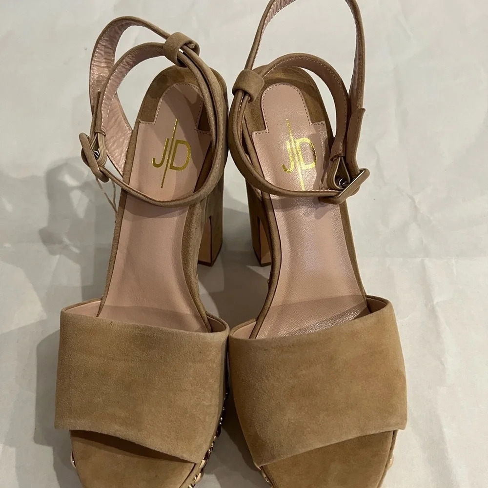 ITALIAN Julie Dee Platform Heels Beige Suede Women's Sz EU 39 US 9 NWB - Picture 6 of 10